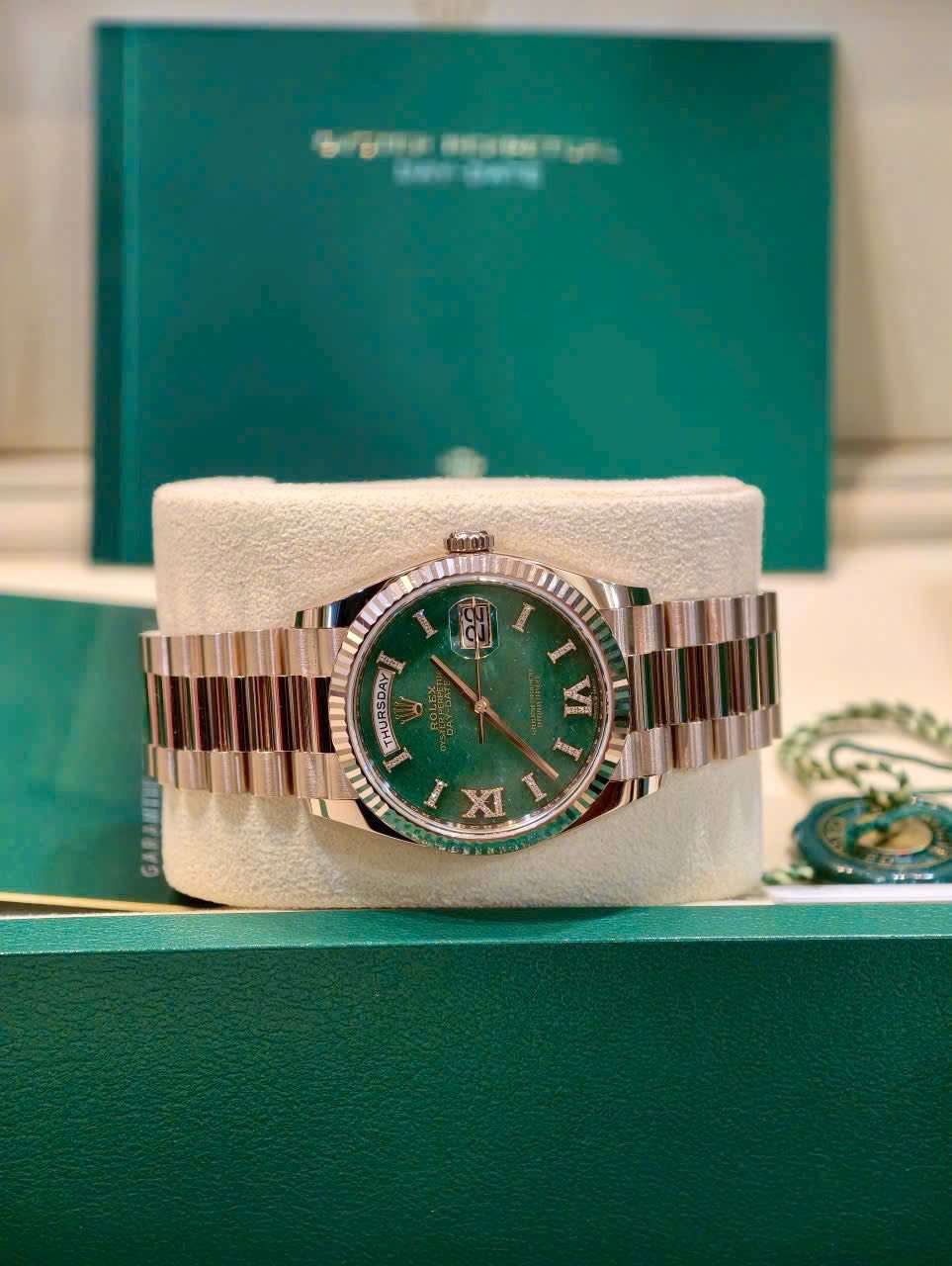 rolex day-date m128235 aventurine green - Ảnh 5