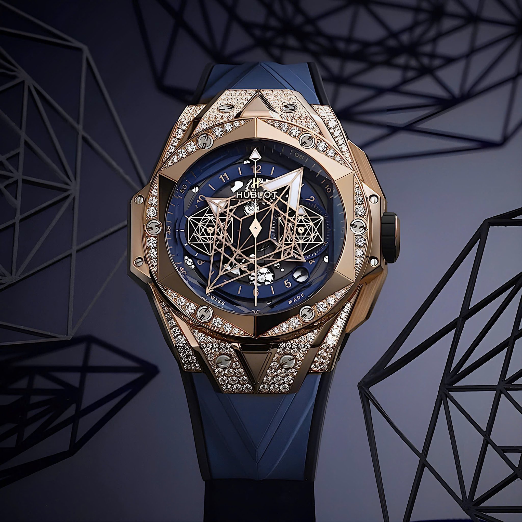 Hublot Sang Bleu Gold Diamond Blue.285185.45mm