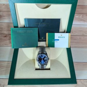 Rolex Datejust mặt xanh Cọc kim Cũ.126334