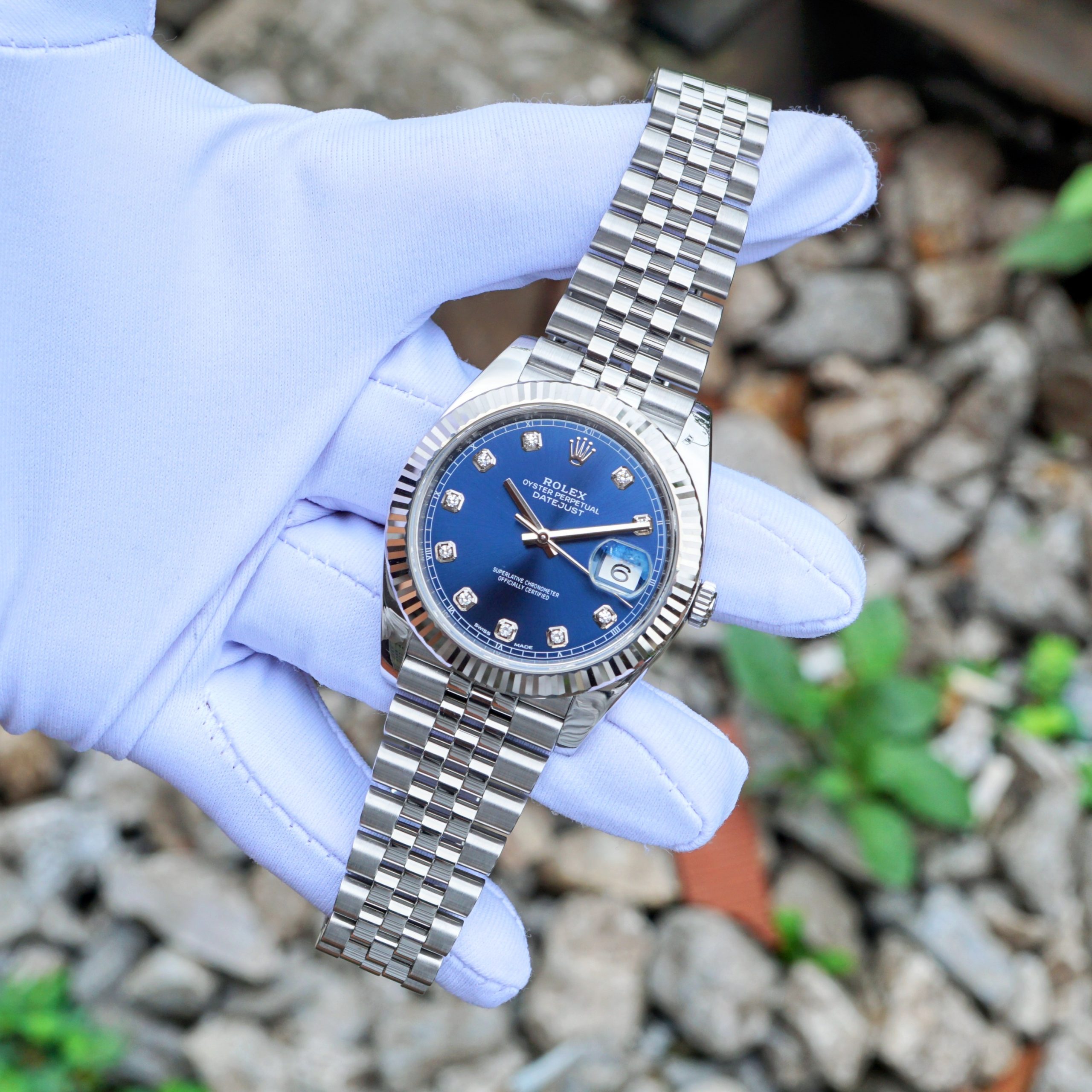 Rolex Datejust mặt xanh Cọc kim Cũ.126334 - Ảnh 6