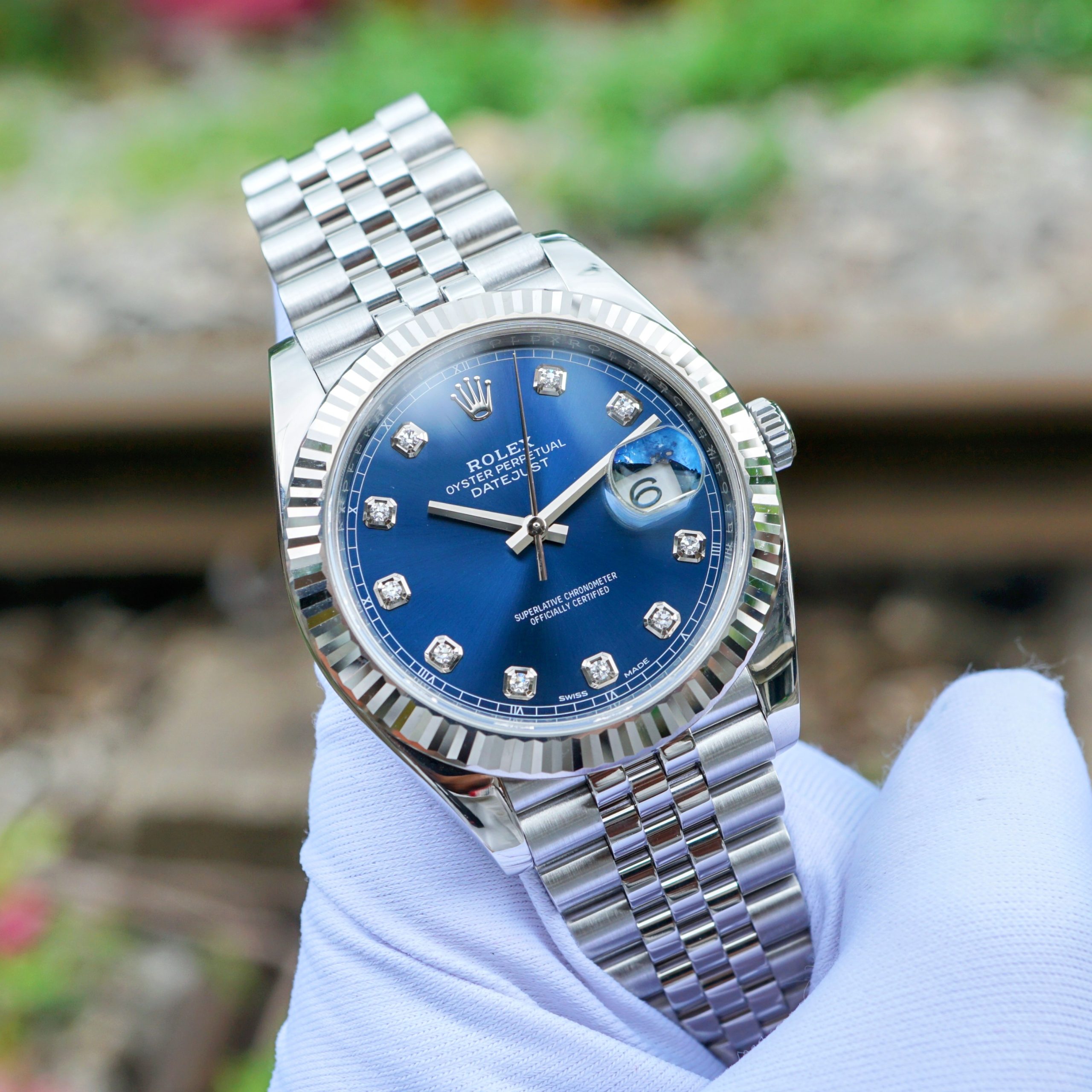 Rolex Datejust mặt xanh Cọc kim Cũ.126334 - Ảnh 4